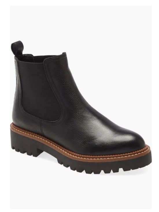 Caslon Shoes - EUC Caslon Black Leather Chelsea Lug Sole Boot with Brown Welt